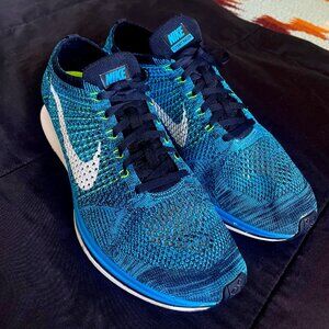 Nike Flyknit Racer Blue Glow Sneakers Size 12